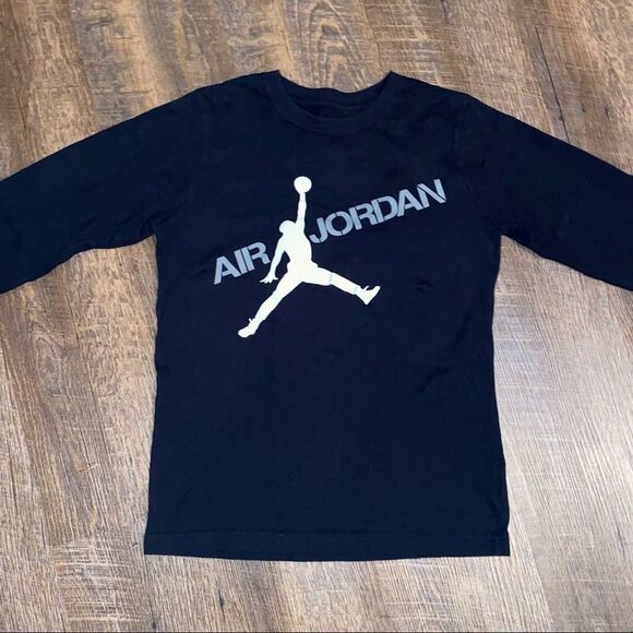 Air Jordan Basic Long Sleeves Black Tee - L - Picture 2 of 4
